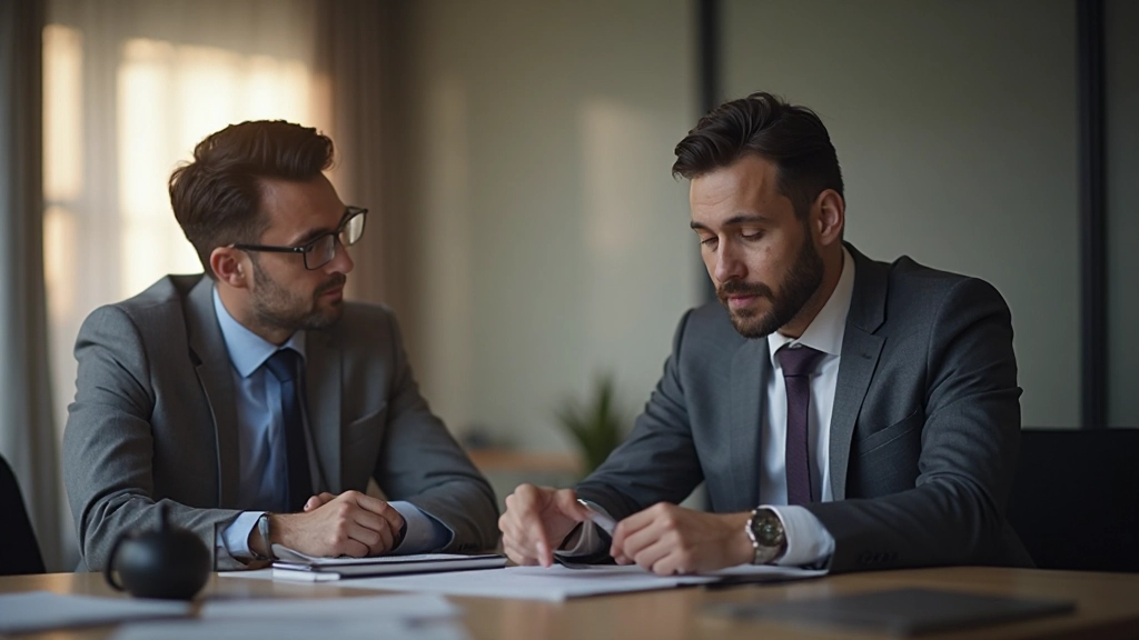 Деловой мужчина обсуждает финансовые решения с партнером в офисе